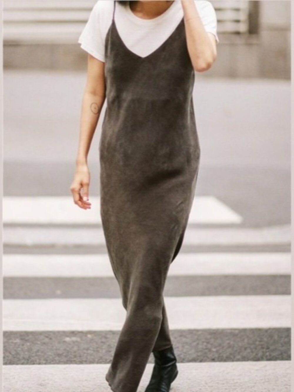 NWOT ozma anaise cupro slip dress in walnut size large